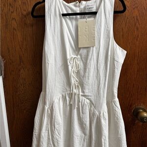 Sabo White Sleeveless Dress with Lace-Up Front